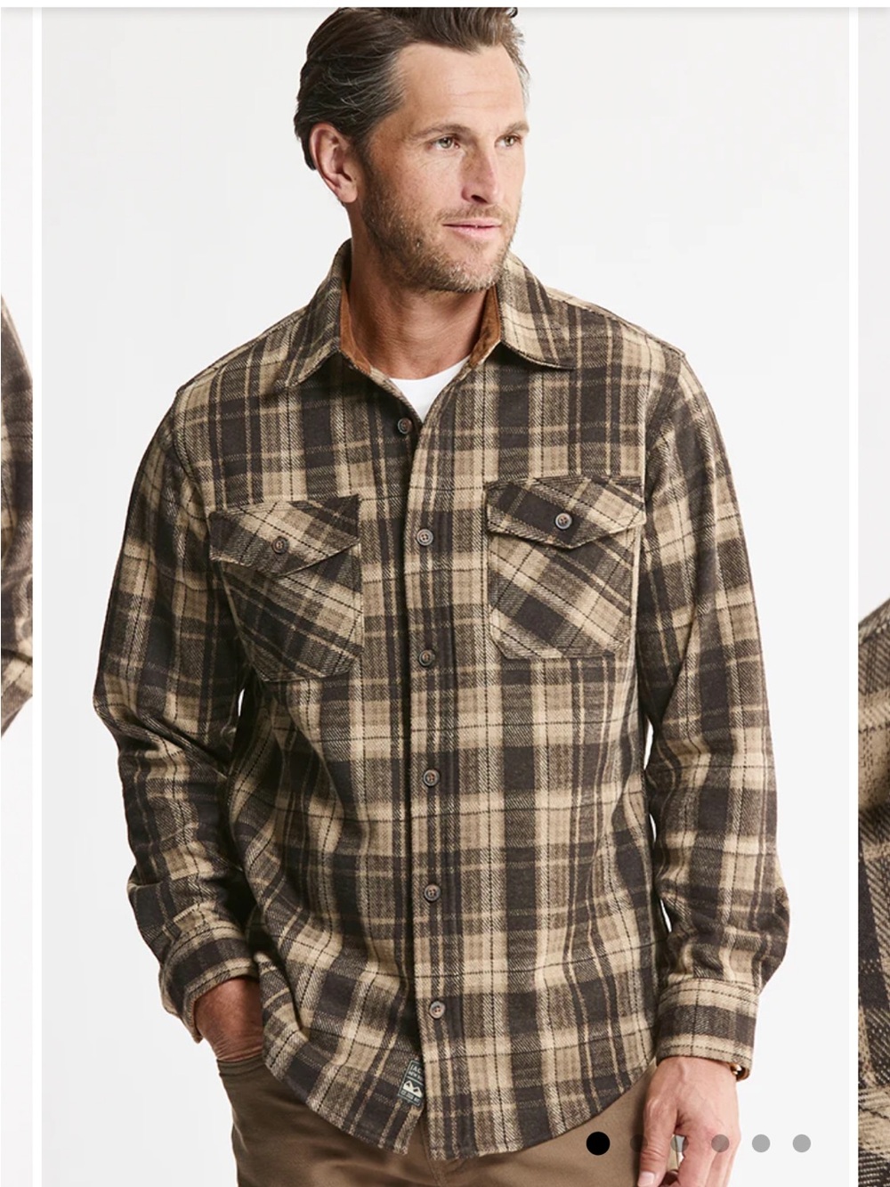 Men's Brown Plaid Lightweight Shirt Jacket